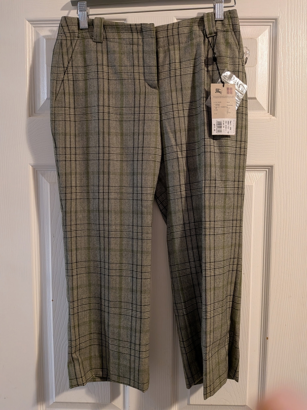 Burberry Tan Plaid Women's Cropped Dress Trousers